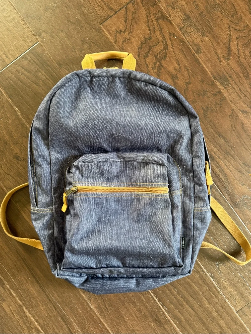 LLBean Classic Denim-look  Backpack with Camel Colored Accents